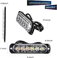 Vista 2 de Frienda 4 luces LED estroboscópicas ámbar 6 LED de advertencia de seguridad intermitente luz de rejilla cabeza de emergencia luces de advertencia