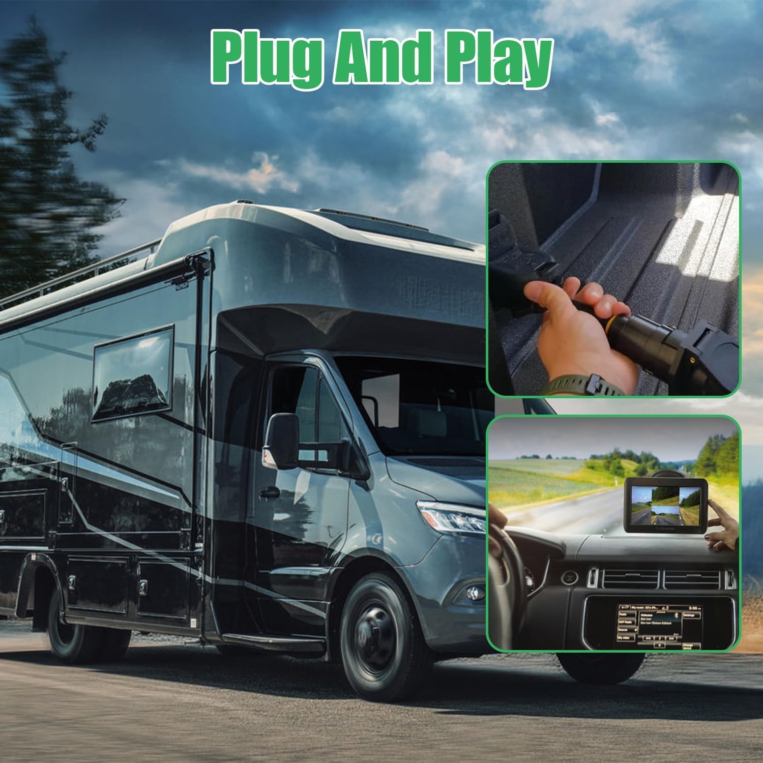 F2BC004XXBK 7 Way RV Camera Power Adapter with On/Off Switch Compatible with Furrion Vision S 12V Trailer Backup Camera Connector Replace 2021132201