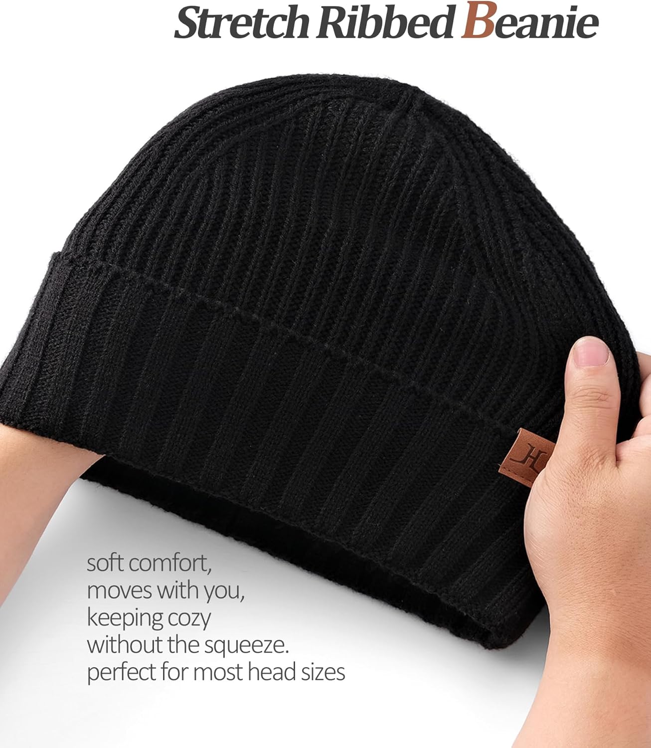 Winter Beanies Hats for Men, Knit Fleece Beanie Skull Caps, Mens Toboggans Ribbed Cuffed Stocking Hat - Image 3