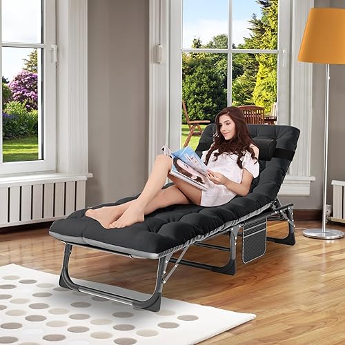 Miniatura 2 de ABORON - Silla de bronceado acolchada de 5 posiciones para bronceado al aire libre, paquete de 2, resistente y portátil, para tomar el sol, patio,