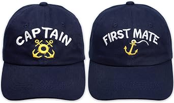 AnapoliZ Captain Hat, First Mate Hat Set | Adjustable Captain Cap, First Mate 2 pcs. Sailor Set | Sailor Yacht 2 Piece Cap Set | Sea Captain Baseball Cap, Skipper & First Mate Set Navy