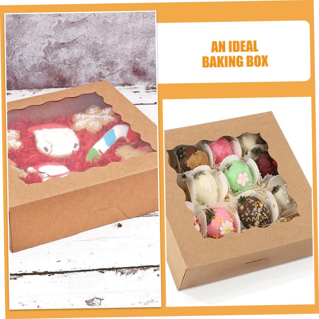 PRETYZOOM 10pcs Window Dessert Boxes for Cupcakes Cookies Muffins and Pies Hinged Bakery Packaging Containers for Treats and