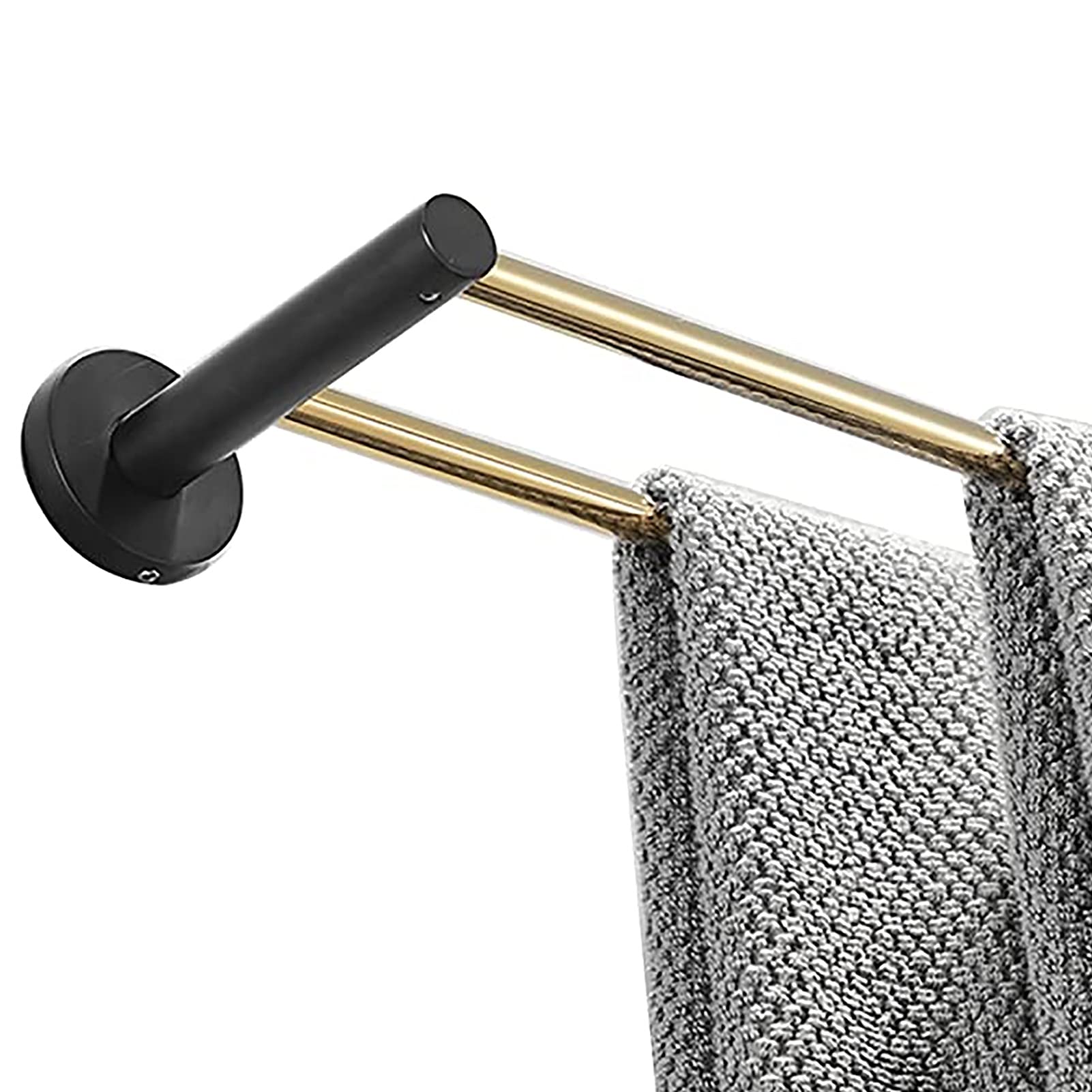 LMYSXAOZ Nordic Copper Towel Bar Round Double Tower Rail, Wall Mounted Rack Holder for Bathroom and Kitchen - 40cm/50cm/60cm Black+Gold Design, Chrome (Size : 50cm)