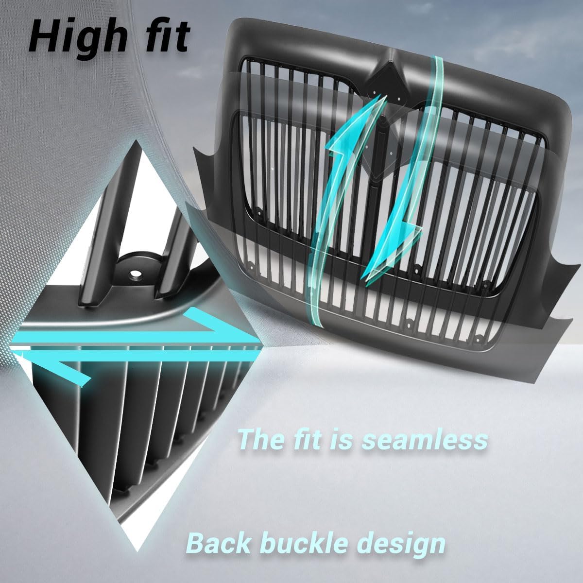 Replace the Spray Painted Black Front Grille Fits 2002-2019 International Durastar 4300