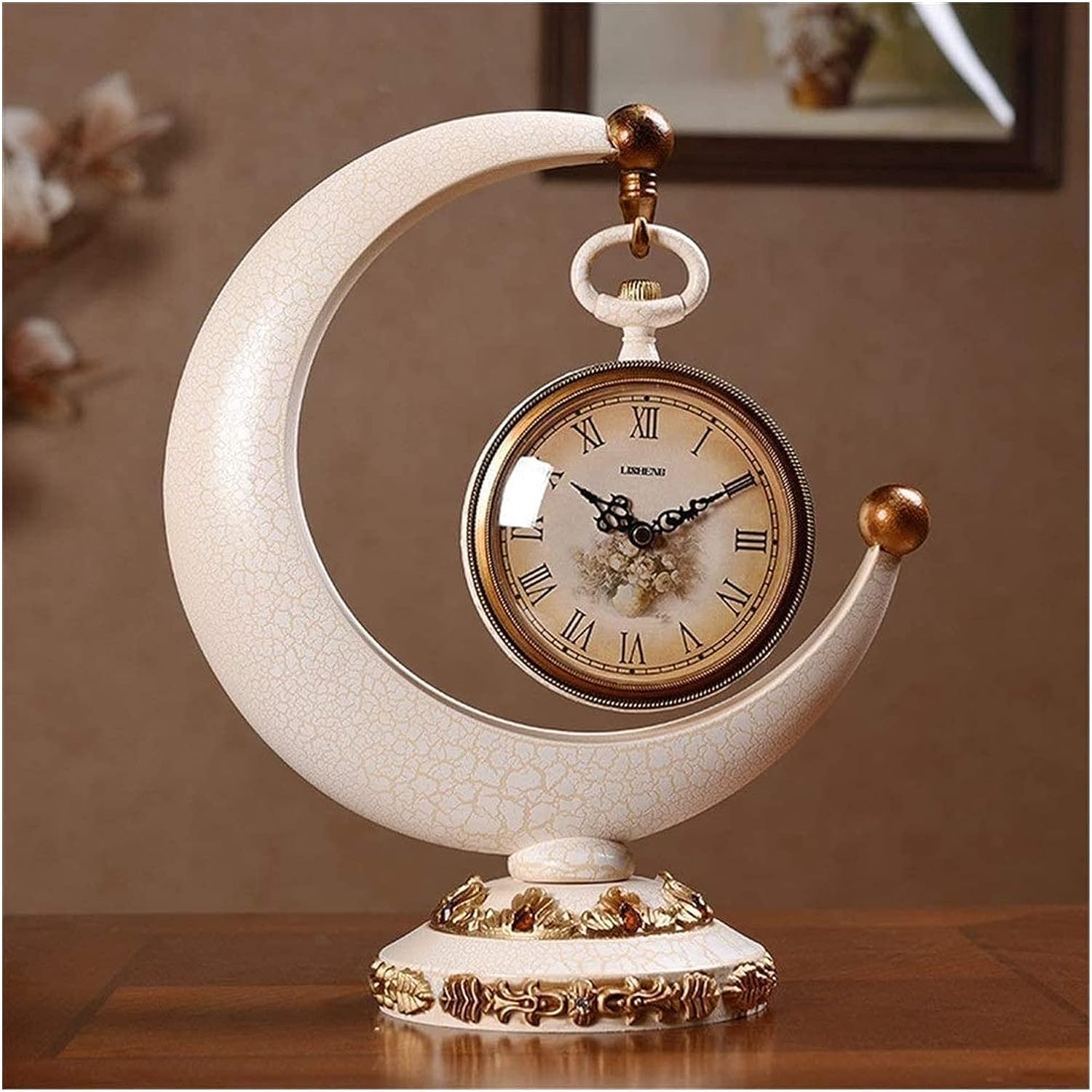 Wcxixo Table Clock VintageCreative Table Clock Swing Roman Numerals Battery Operated Decorative Mantel Clocks