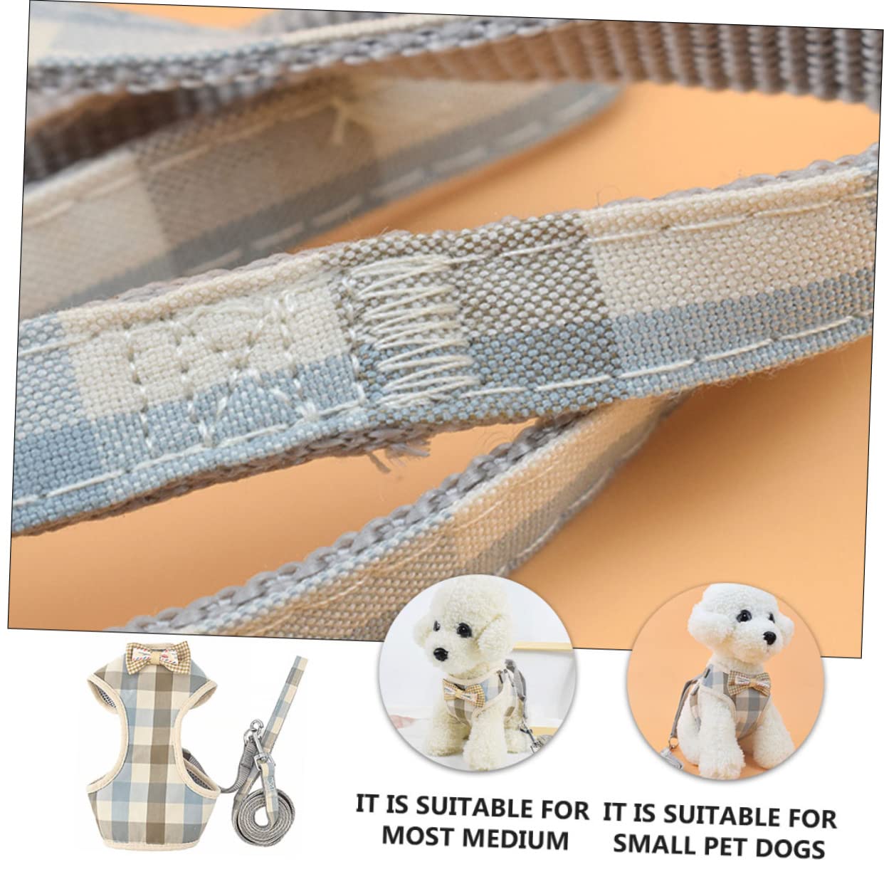 Didiseaon 3pezzi Pettorina Per Cani e Gatti Con Guinzaglio Costume Elegante Per Animali Domestici Materiale Traspirante e Resistente Adatta Per Passeggiate e Occasioni Speciali e Quadretti
