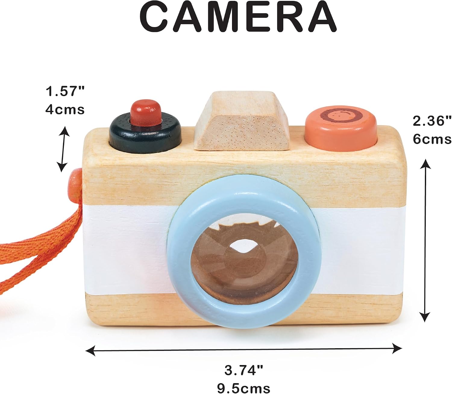 Mentari Toys - Camera - Wooden Pretend Toy for Toddlers with Kaleidoscope Lens - Early-Learning for Sense Stimulation and Motor Skills - Portable Toy for Imaginative Play - Age 2+