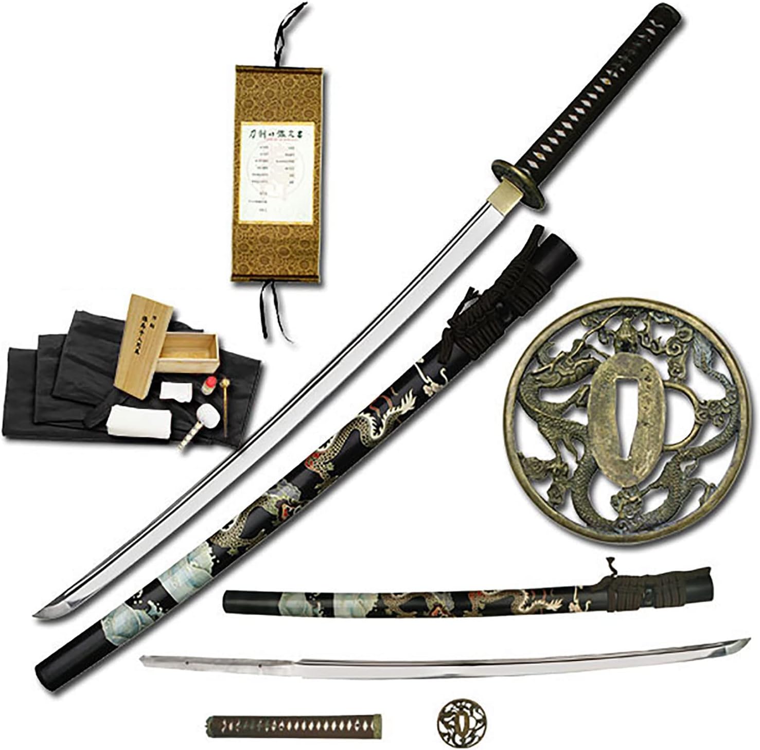 Ryumon RY-3200 Samurai Sword with Ray Skin Handle, Dragon Scabbard, 41-1/2-Inch Overall
