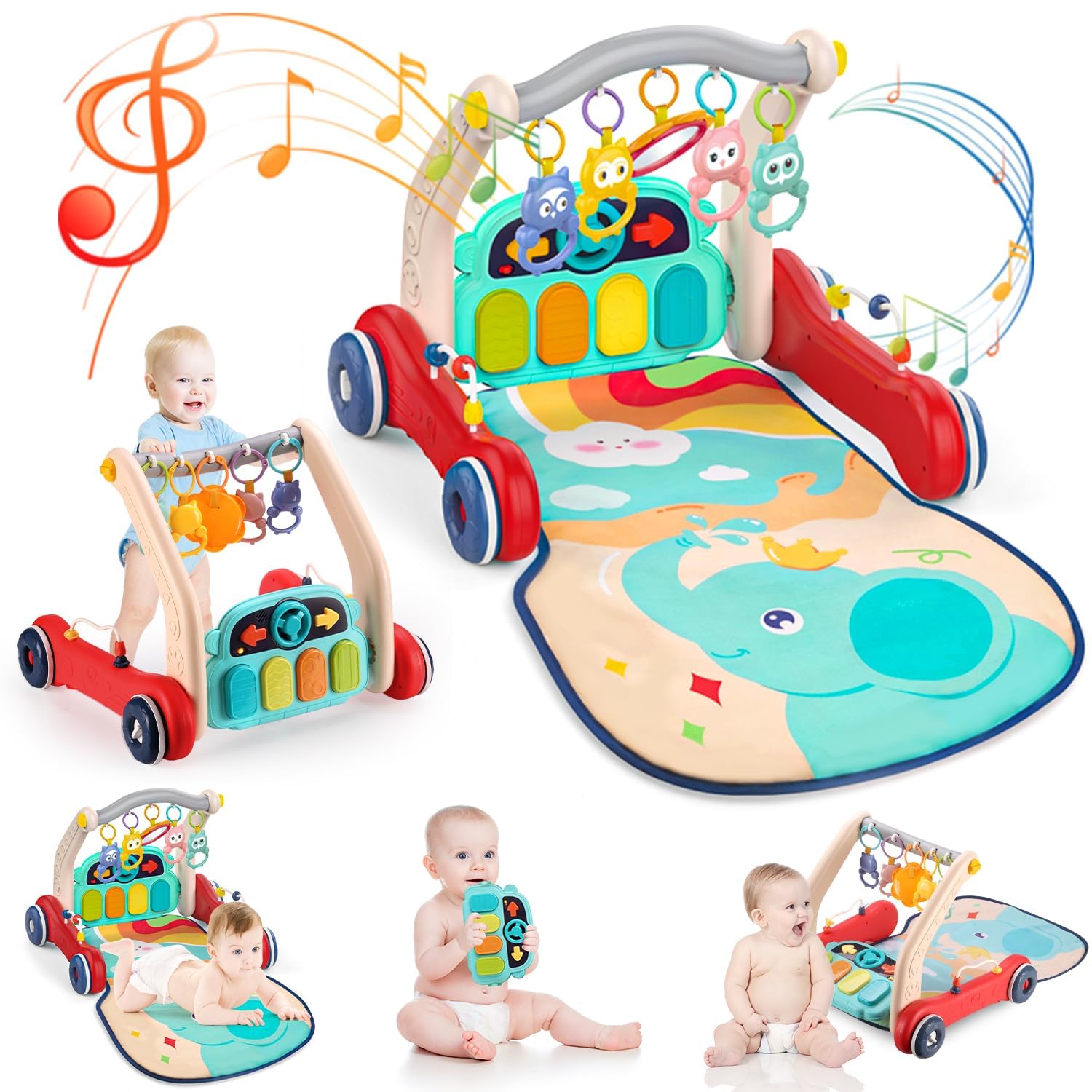 DMG Baby Play Mat, Baby Gym Play Mat & Baby Walker with Play Piano, Baby Gym Play Mat Baby Walker, Baby Play Gym with Musical Lights Teething Toys, Best Gift for Baby Toddler Infants 3~12 Months