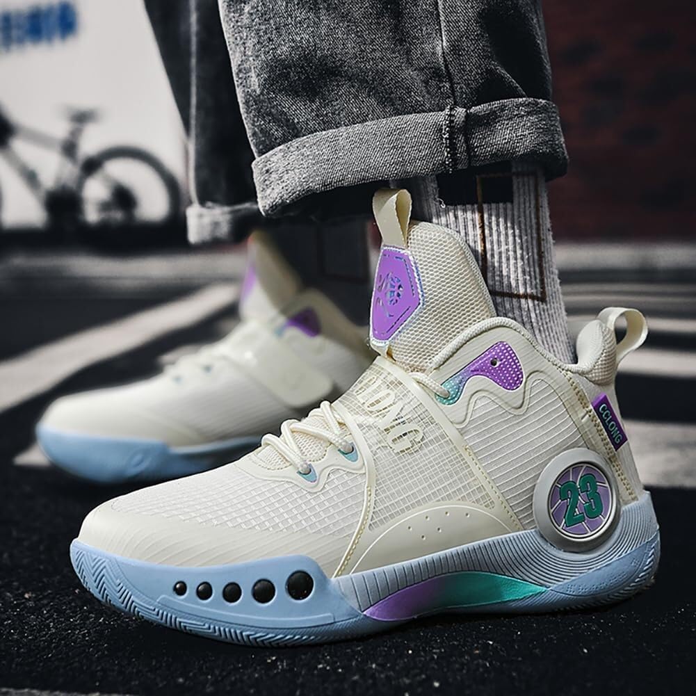 Scarpe da Basket Alte da Uomo con Supporto Antiscivolo, antiusura e Ammortizzante, Scarpe Sportive da Allenamento