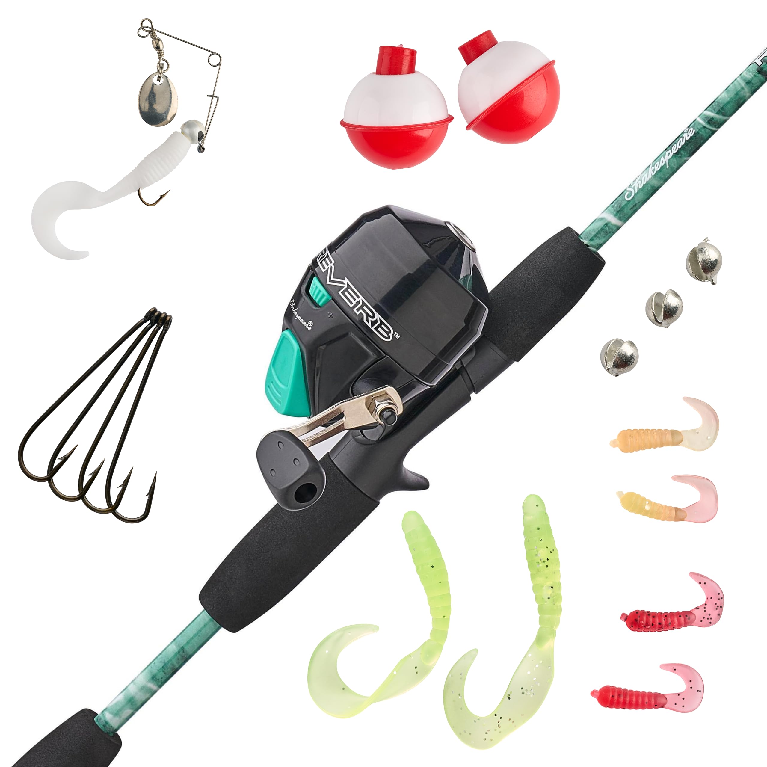 Combo de caña y carrete Shakespeare Reverb Spincast con hilo para pesca de agua dulce 8