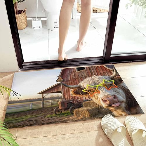 Farm Yaks Plush Rug Non Slip Bathroom Mat, Soft Shaggy