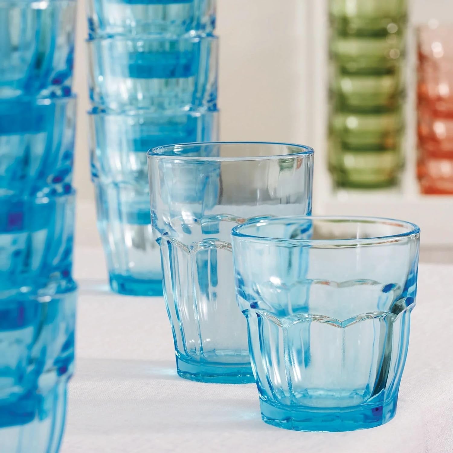 Bormioli Rocco Rock Bar 12.5 oz. Long Drink Stackable Tempered Beverage Glasses for Cold Drinks, Water, and Cocktails, Set of 6, Ice Blue - Image 4