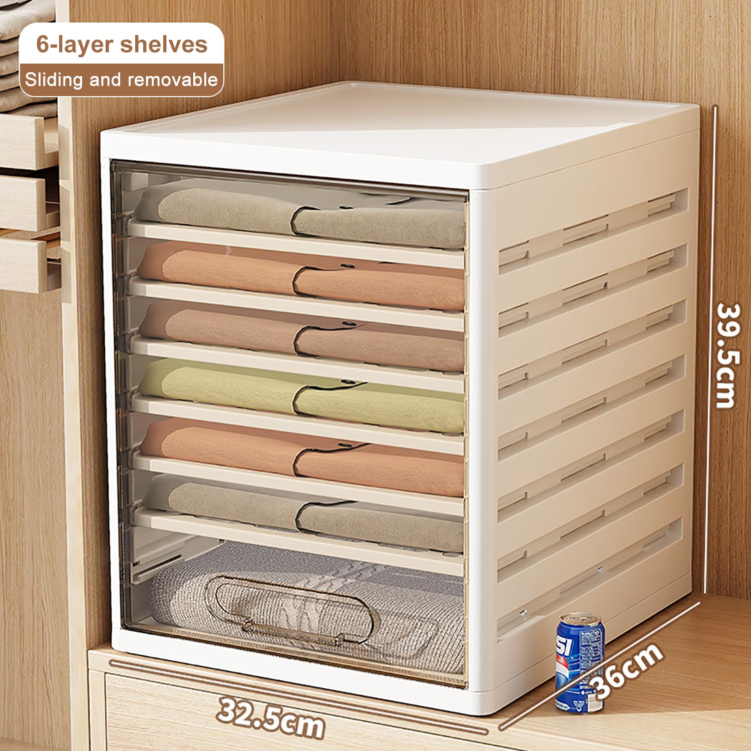 Organizador de almacenamiento para armario con divisores, organizadores apilables con tapas para almacenamiento en armarios, despensas, lavandería, sala de estar
