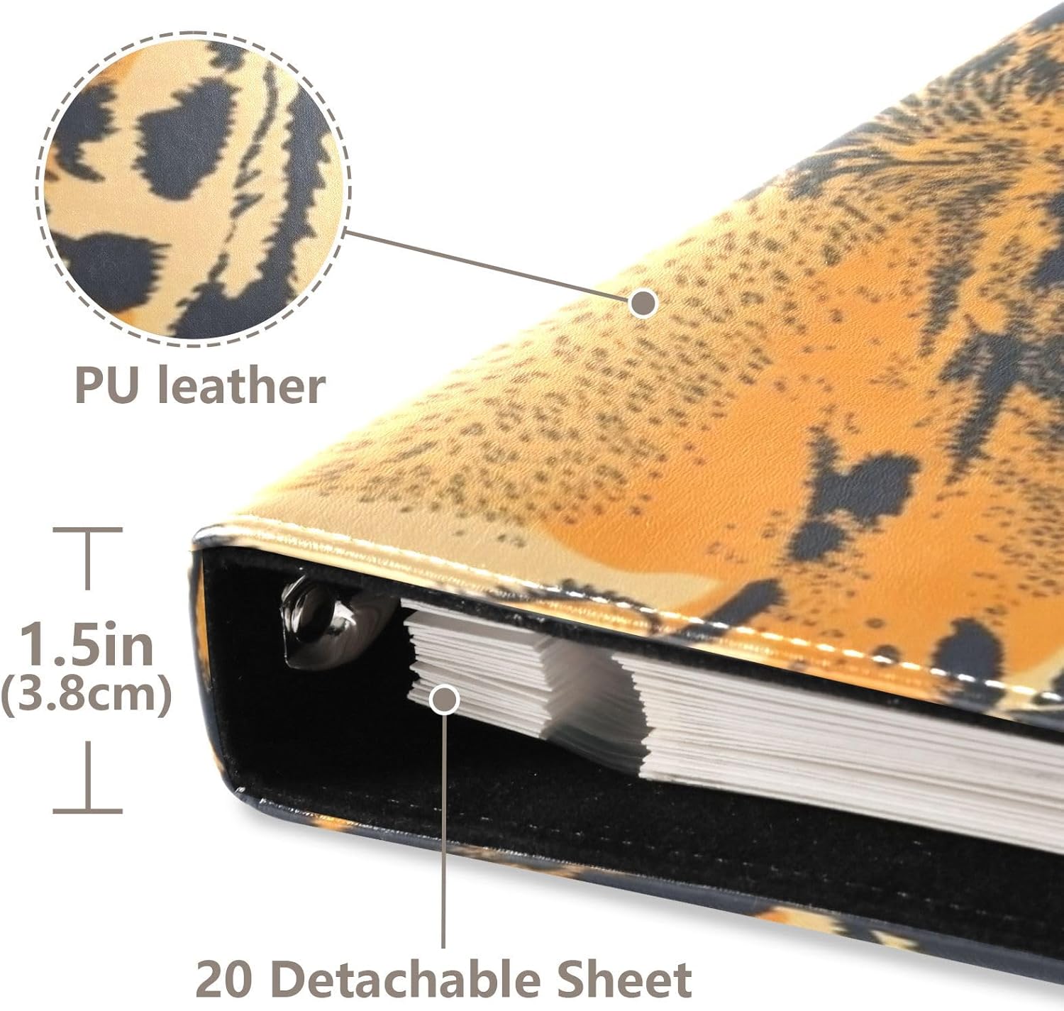 JIPONI Tiger Large Photo Album, DIY Leather Cover Scrapbook Albums for 4x6 5x7 6x8 Pictures, Self Adhesive Memory Book for Wedding, Baby, Family
