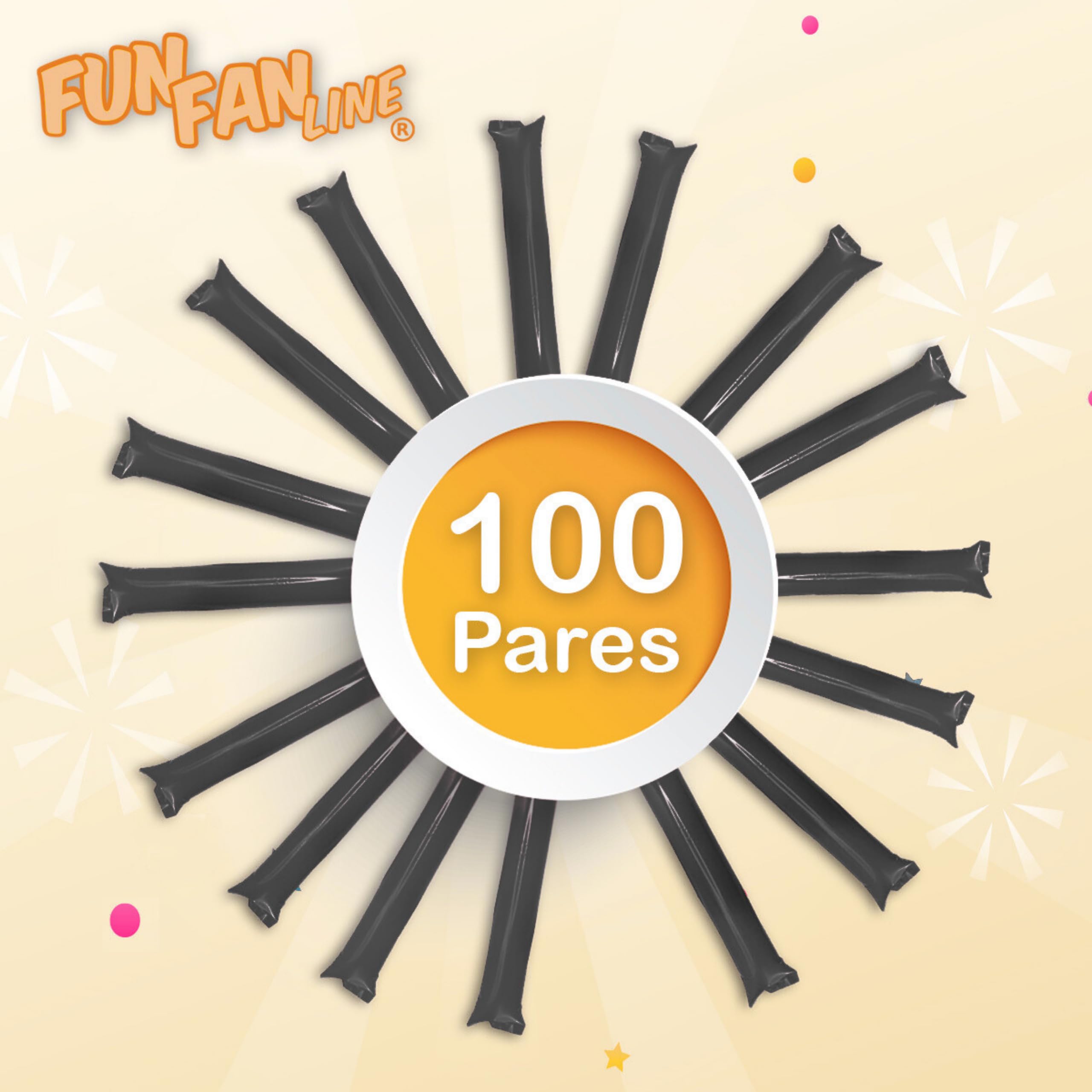 Lot 100 Paires Bâtons de Frappe Gonflables Réutilisables | Bâtons de Fête ou d'Animation Bruyants pour Événements Sportifs et Célébrations | Cotillons et Accessoires d'Ambiance (Noir) - 5