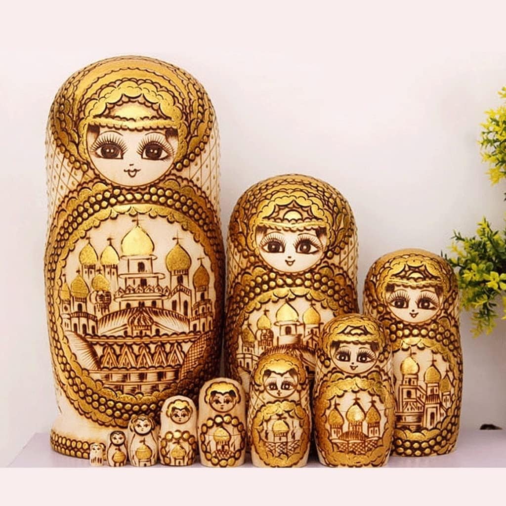 Nesting Dolls Nesting Dolls Handmade Wooden 10 Pcs Russian Nesting Doll Matryoshka Souvenir Educational Toy Creative Surprise Gift