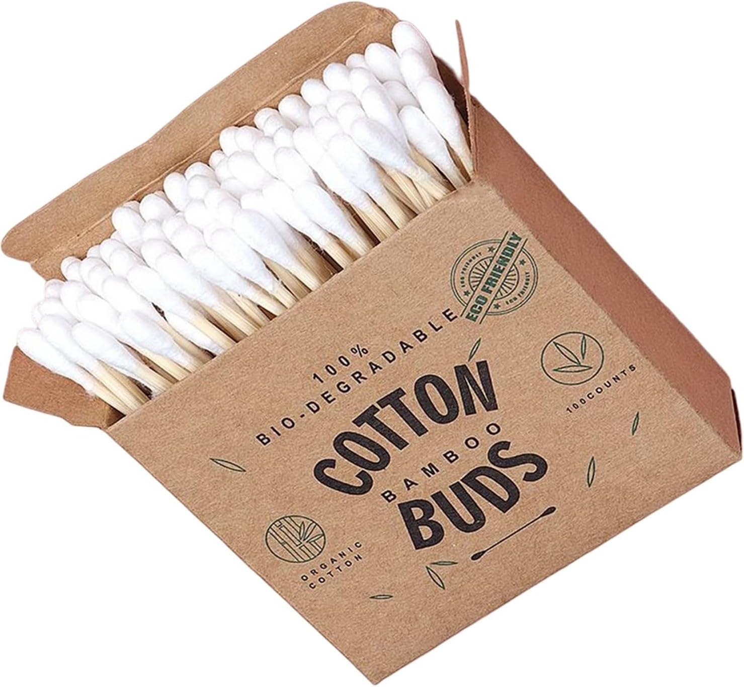 Rexez 300 Bamboo Cotton Buds with Double Round Thick Tips, 100% Cotton Ear Sticks, Biodegradable & Naturally Organic, Bamboo Stick| 1x100 | Pack Of 3 |-picture-45