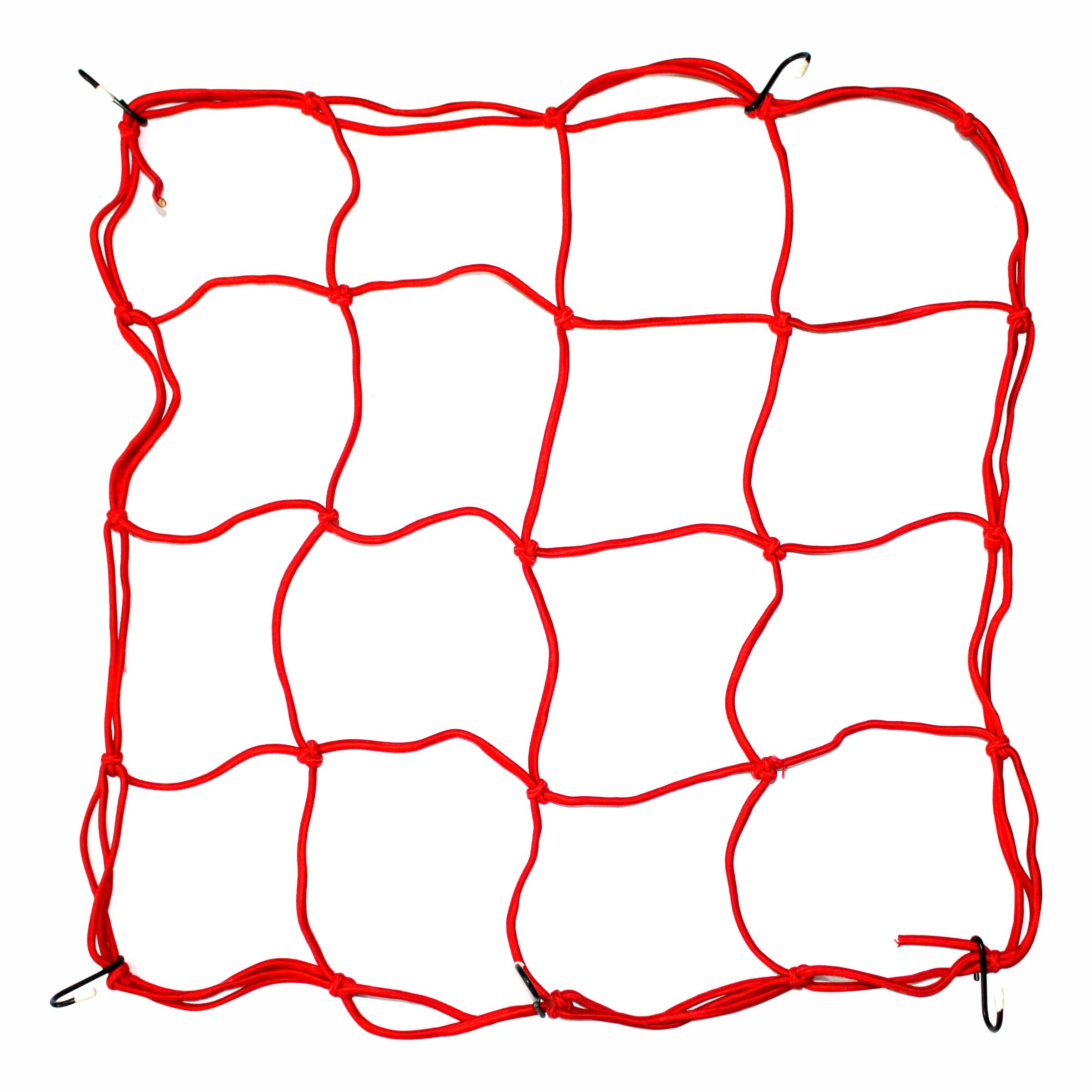 SORAX Universal Bungee Cargo Strong Net for Bike and Motorcycle Strong Straps for Holding Helmet, Bags and Many More Things. (Red)