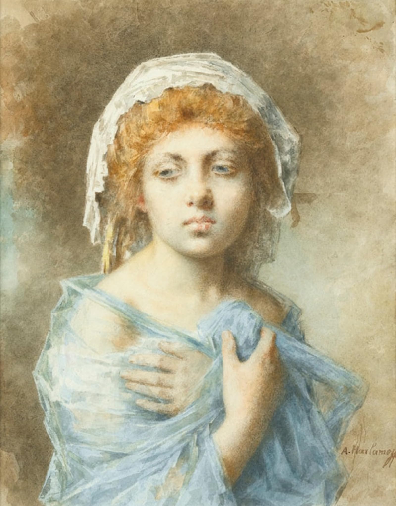 ARTXLXXBN Famous Print Painting Colorful Art Print Portrait of a Young Girl by Alexei Alexeivich Harlamoff Canvas Art Decorations for Home Decor 60x90cm