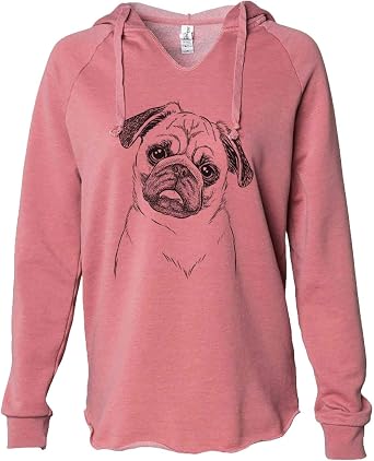 Inkopious Macy the Pug - Womens Cali Wave Hooded Sweatshirt