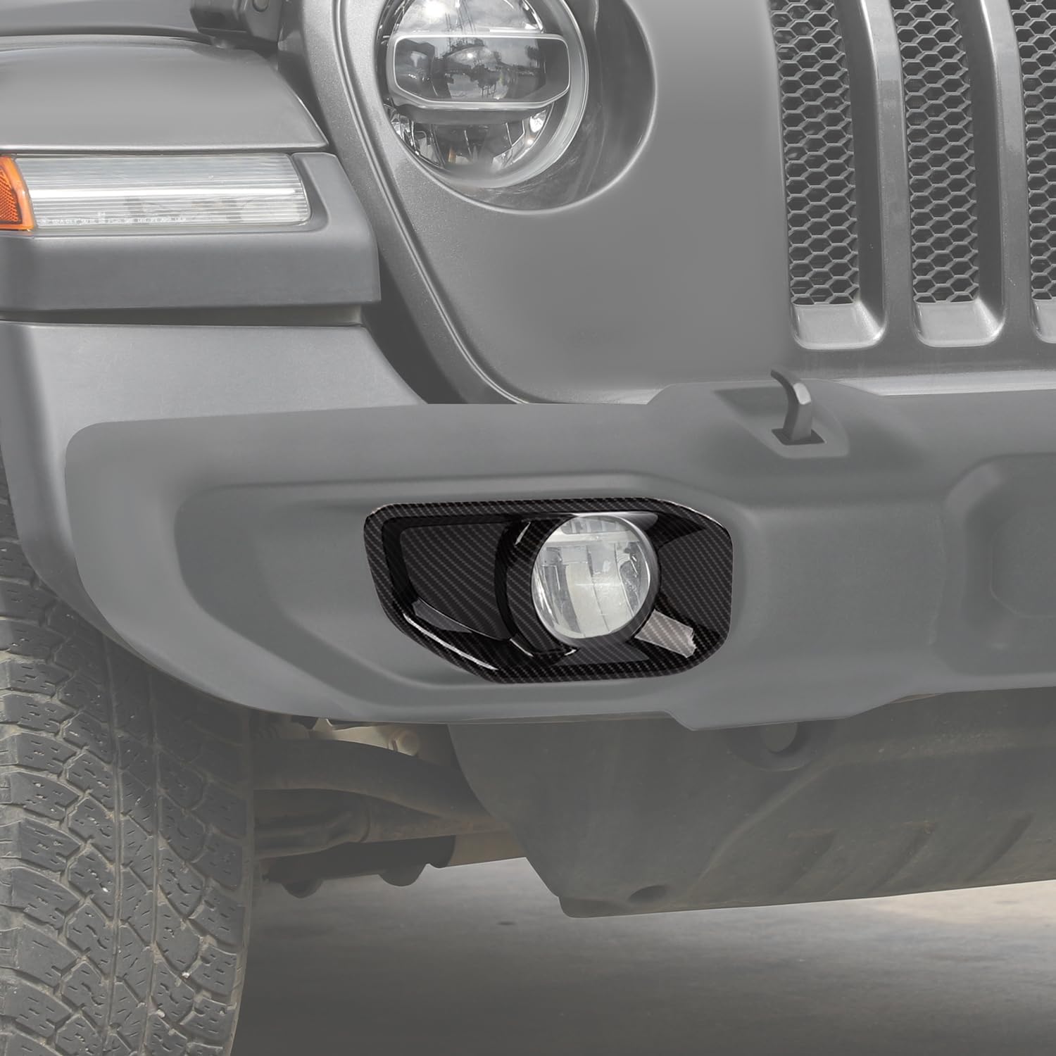 for Jeep JL Front Fog Light Cover Trim Fit for Jeep Wrangler JL JLU 2018-Present for Gladiator JT 2020-Present Black Carbon Fiber Exterior Accessories 2pcs