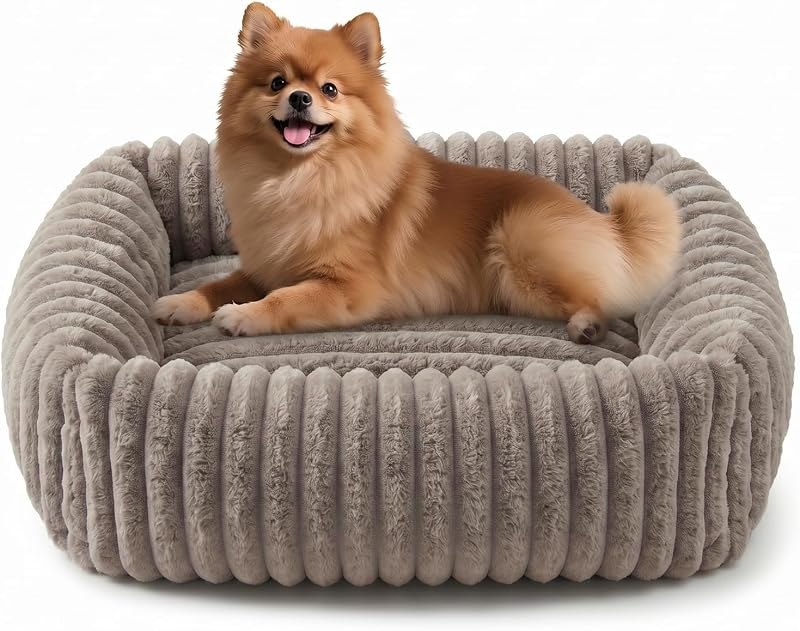 Cama para Cães FURTIME com Laterais Elevadas, Capa Removível e Base Antiderrapante – 63,5 x 53,34 x 17,78 cm, 1,79 kg