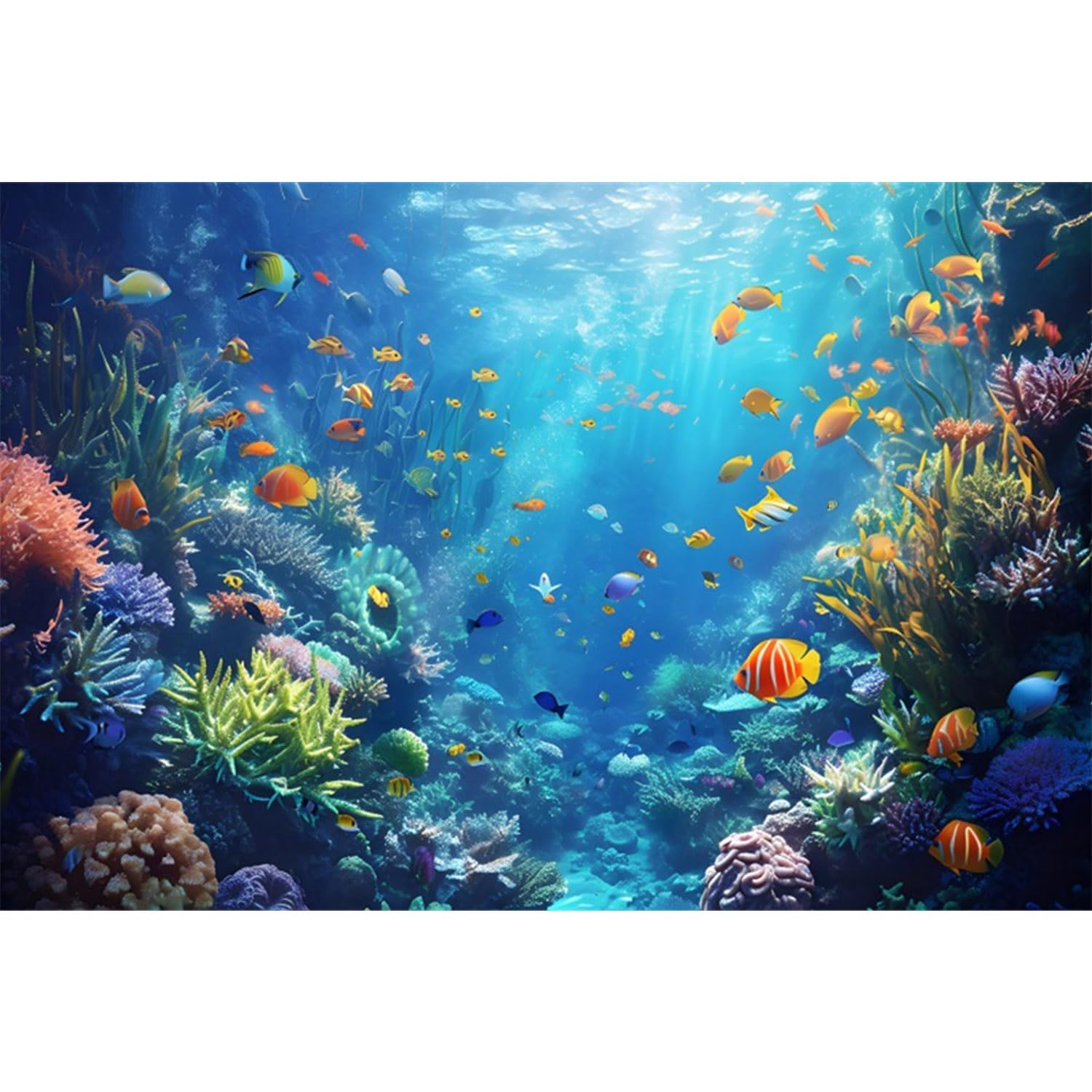 MIRRORANG 180x46cm Ocean Undersea Theme Aquarium Background Deep Sea Colorful Coral Tropical Fish Tank Background Underwater World Fish Tank Background