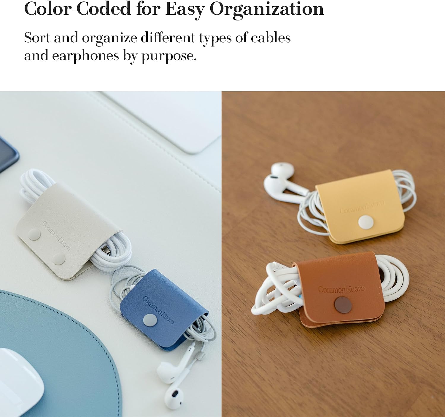 Cable Organizer Set of 3, Vegan Leather | Common Nuovo (Nuovo Black) image 2