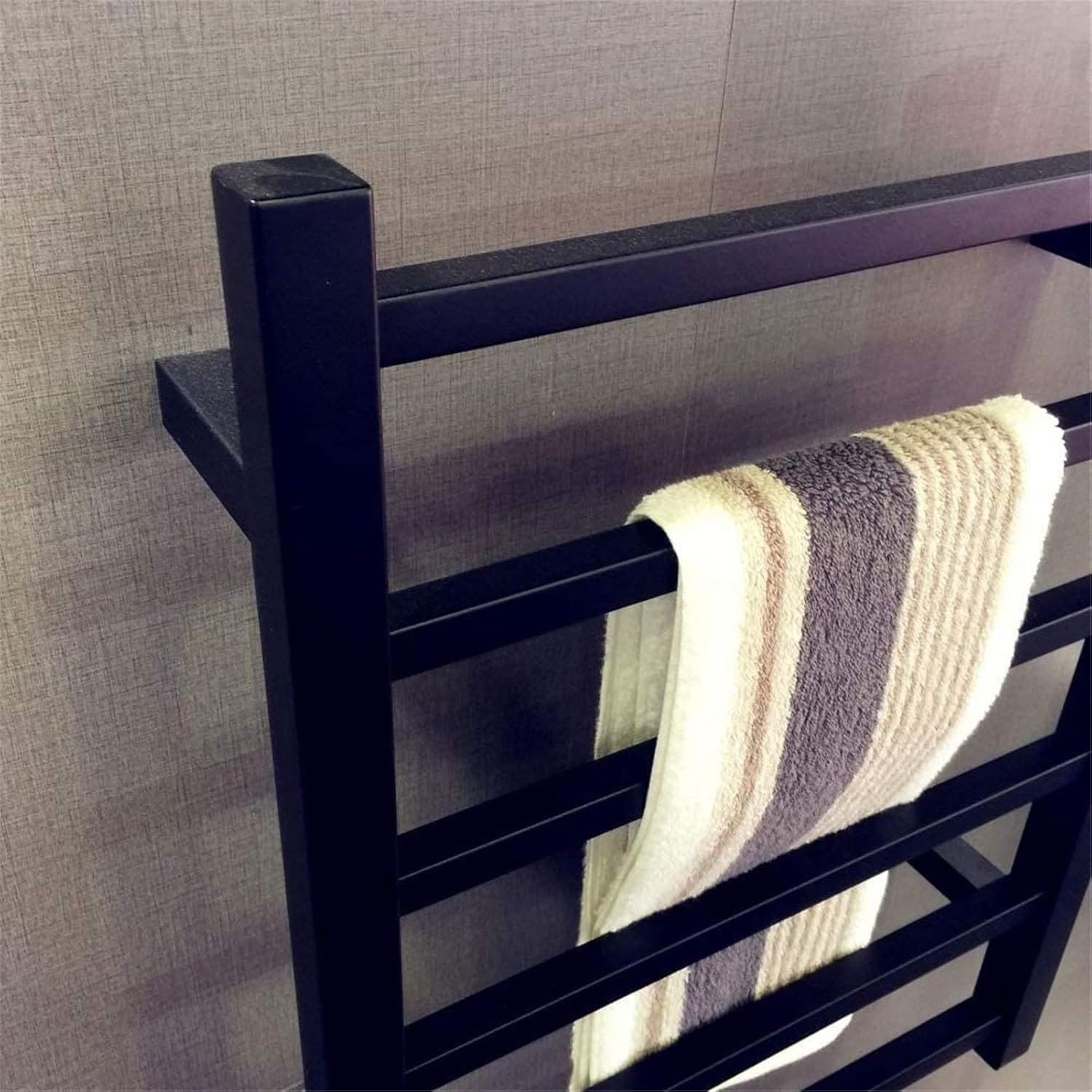 Towel Warmer,Electric Towel Rail Stainless Steel Wall Mounted Safety Energy Saving Bathroom Towel Rack Home Bathroom Accessories,Bath Towel Dryer, Black