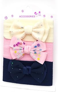 SYGA 3 Pcs Baby Headband, Soft Stretchy Hair Bands with Cute Bow Design, Infant & Toddler Headbands – Perfect for Newborn... Price In India