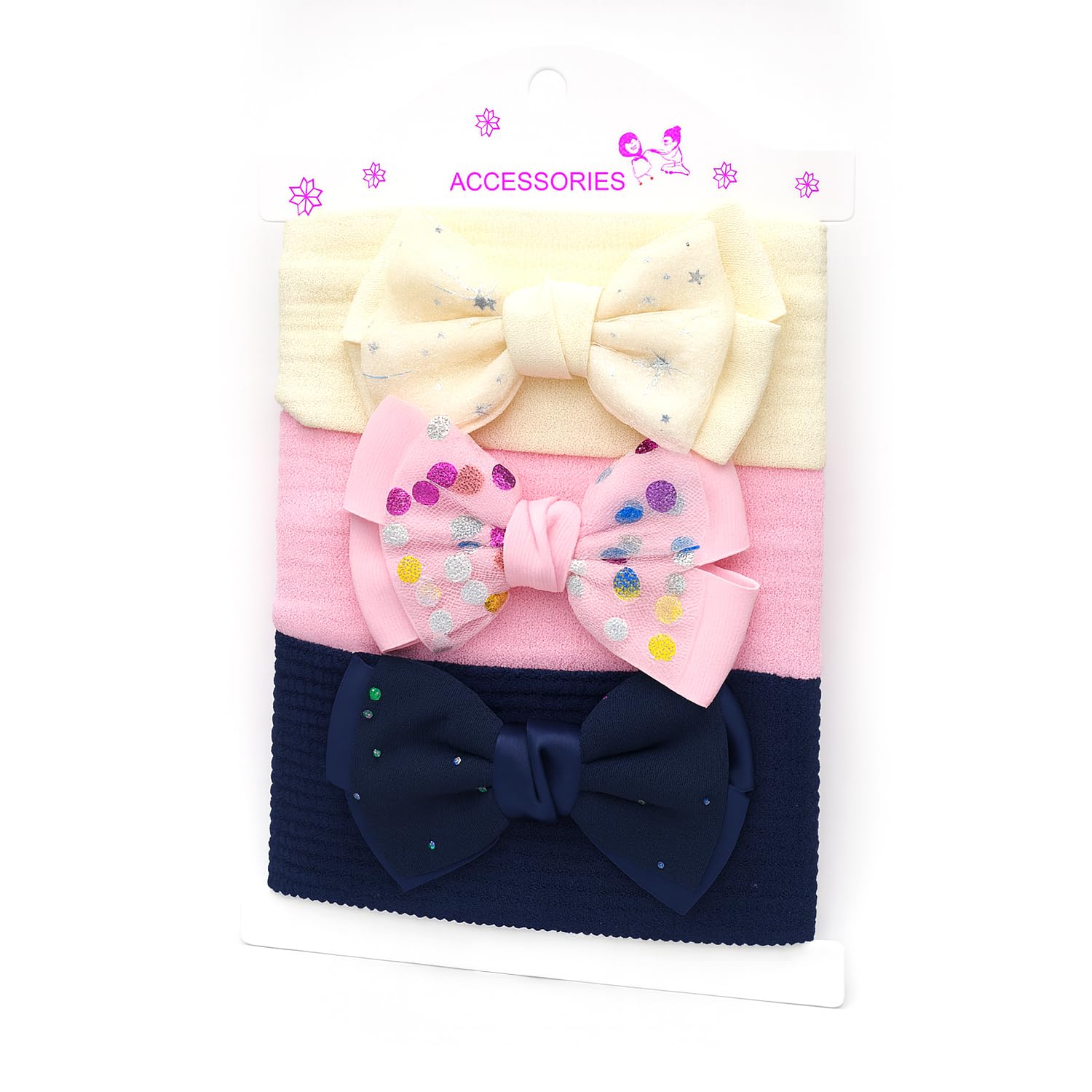 SYGA 3 Pcs Baby Headband, Soft Stretchy Hair Bands with Cute Bow Design, Infant & Toddler Headbands – Perfect for Newborns, Photoshoots & Gifts (Bow-03)-image-42