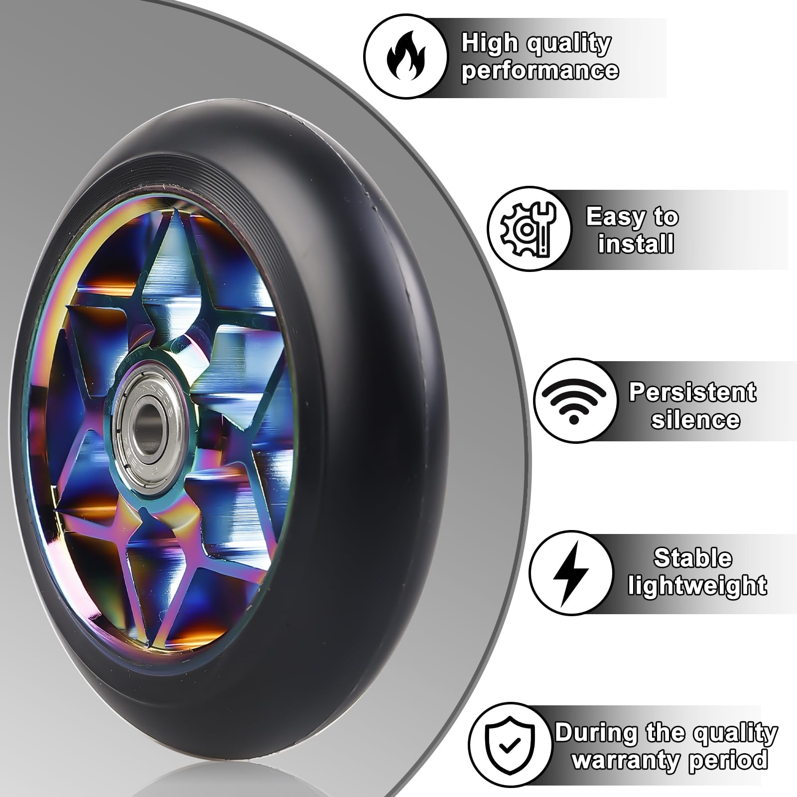 2 pezzi ruote per monopattino stunt da 110 mm, ruote di ricambio colorate 88A con cuscinetti ABEC-9 e nucleo a raggi in alluminio, compatibili con tutti i tipi di monopattini