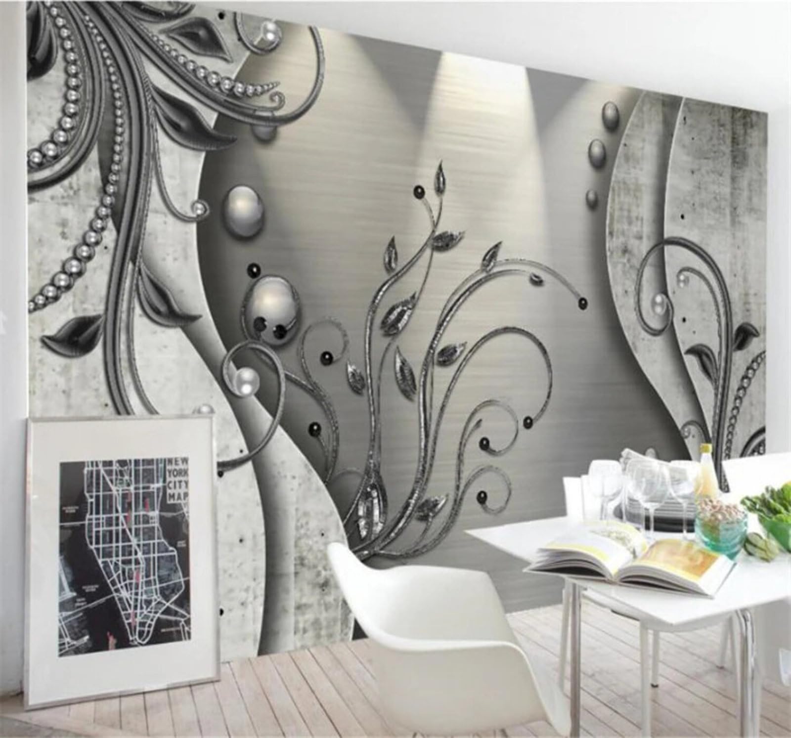 Wallpaper-3D-Xlm 200Cm×140Cm(B×H) Abstract Retro Geometric Plants Art 3D Wallpaper Easy Install Feature Office Living Room Sofa Bedroom Tv Background Wall Decoration-200Cm×140Cm