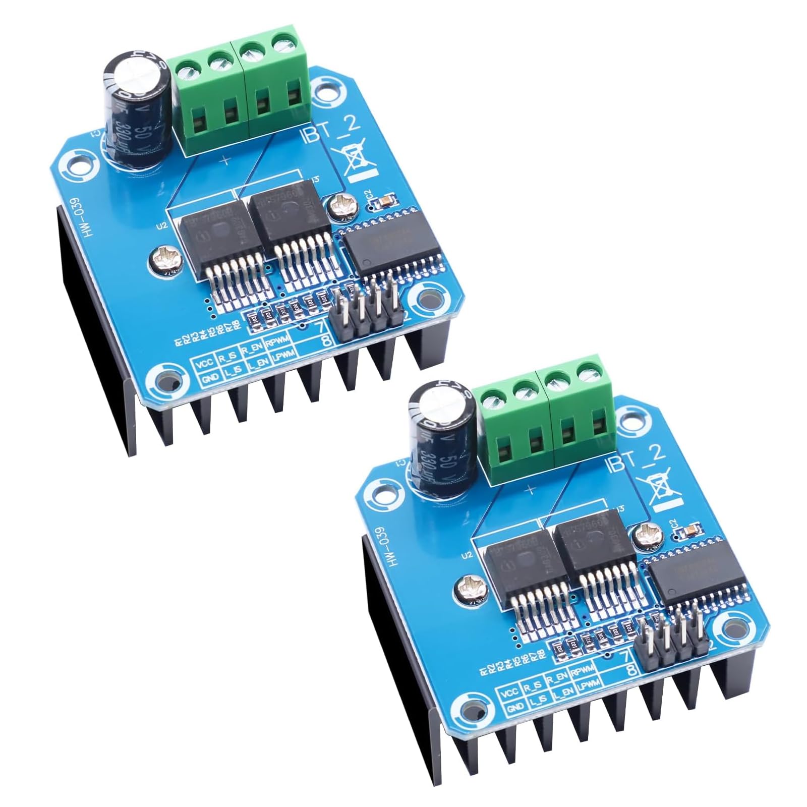BTS7960 Motor Driver Module Ulegqin BTS7960 43A Pilote de Moteur modules, Haute Puissance Double DC Stepper Motor Driver Module de Pilote de Voiture Intelligente pour Arduino(2 pièces)