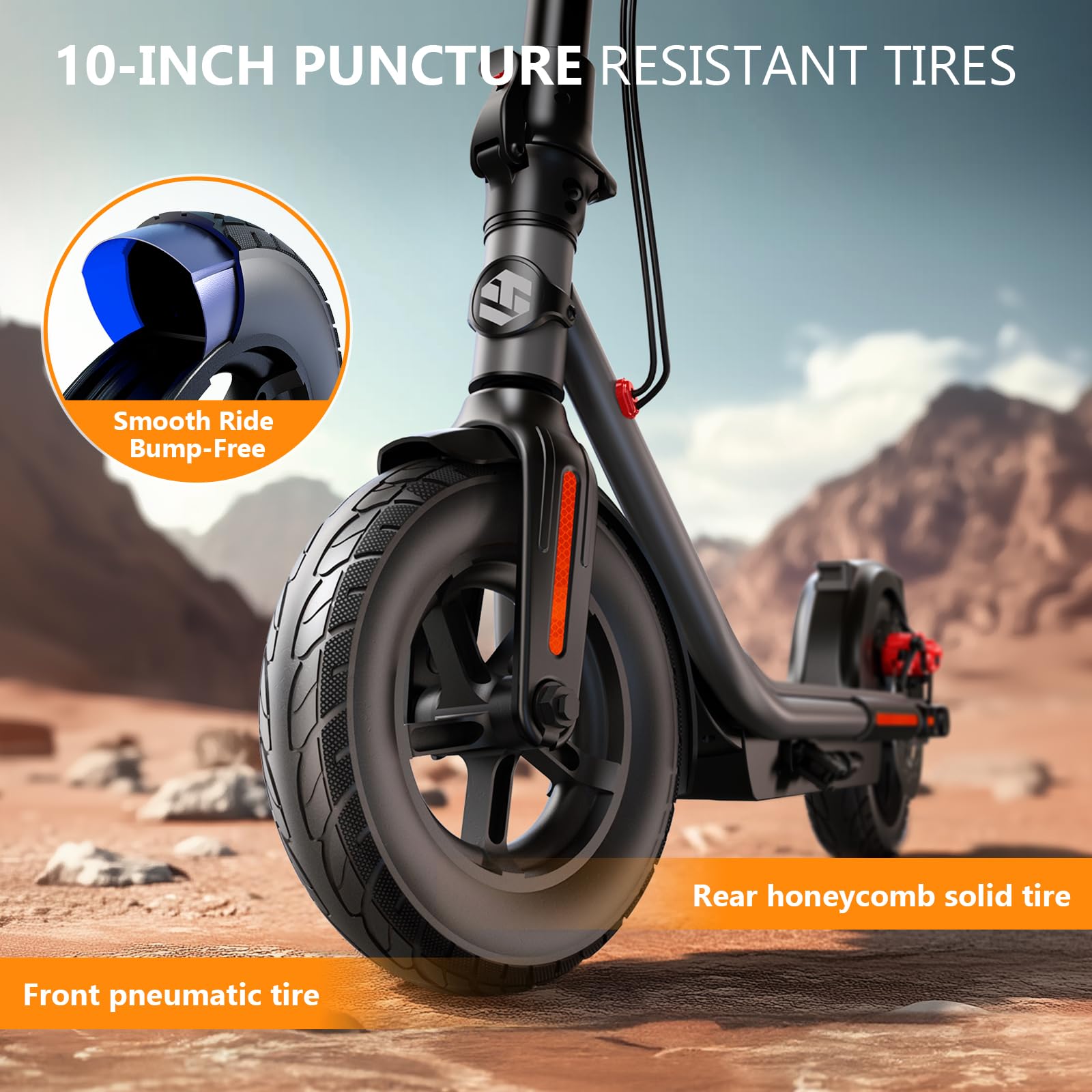 SISIGAD Patinete Eléctrico Adulto 10 Pulgadas Plegable Scooter Eléctrico con App, Patinete Eléctrica 350W Motor 36V 7.8AH Batería 25 km/h Velocidad Maxima, Electric Scooter con Doble Freno