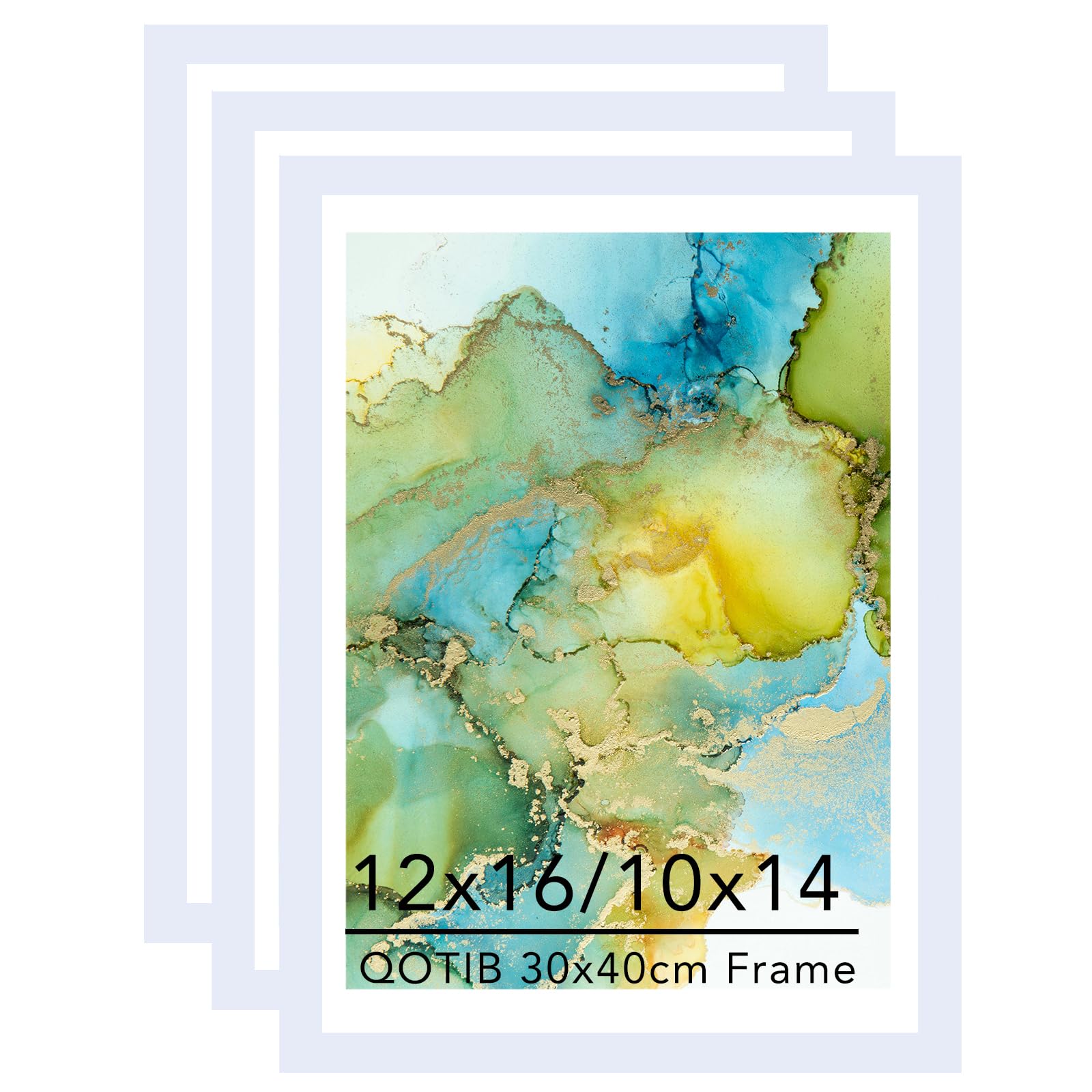 JCJMY 12x16 Picture Frame Set Of 4 With 10x14 Mat - White Frames For Photos, Art, Or Diamond Paintings