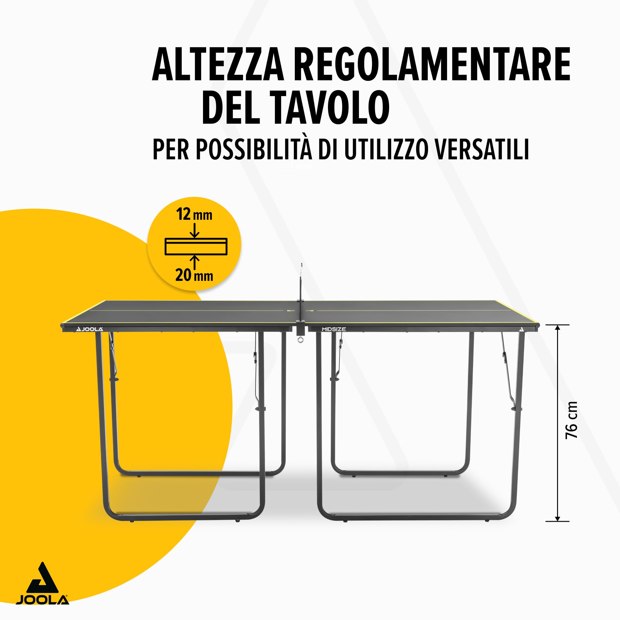 JOOLA Tavolo da ping pong Midsize – Tavolo da ping-pong per interni, con rete da ping pong, 22 kg, grigio scuro, 168 x 84 x 76 cm