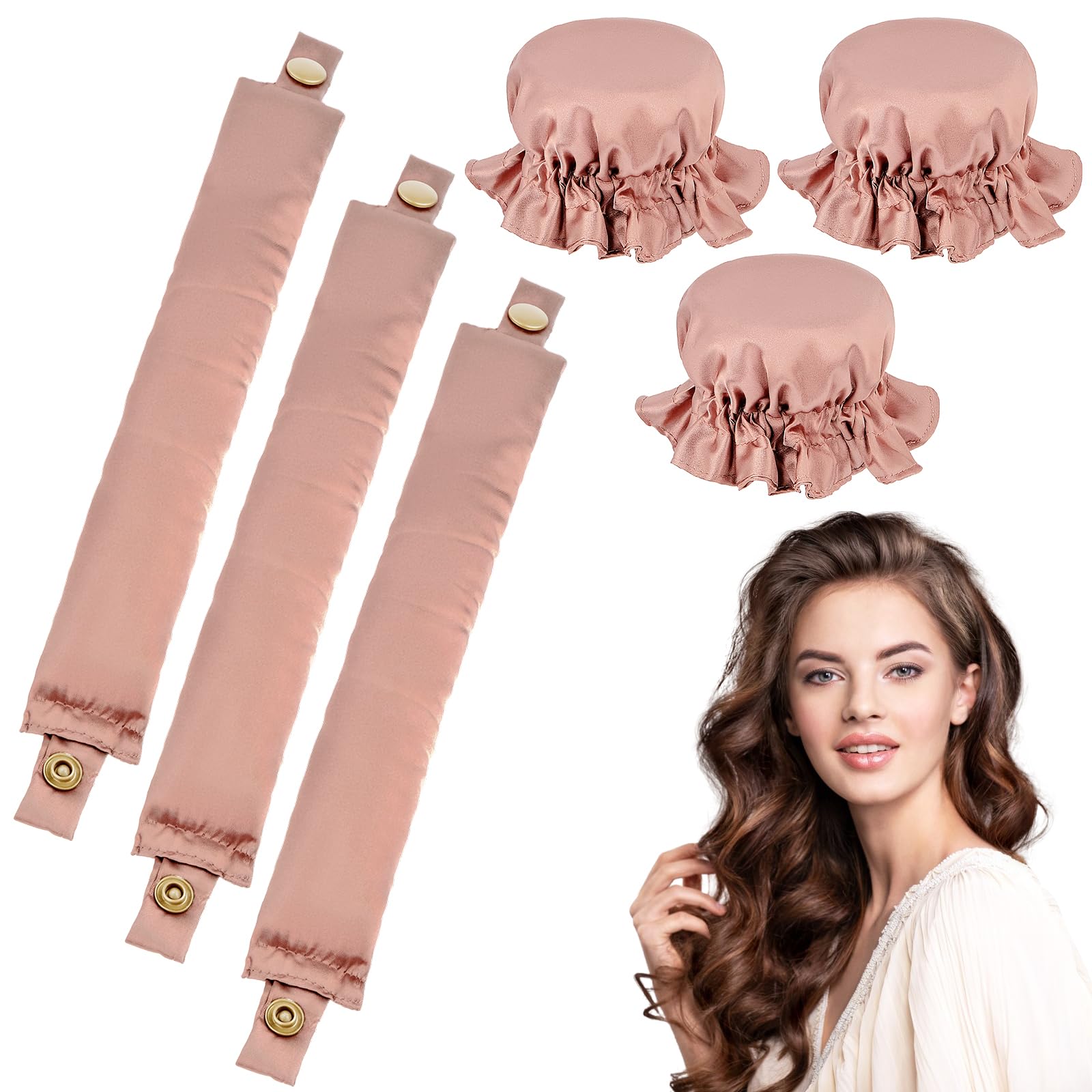 WuGU 3PCS Rizos sin Calor, Rizador Largo para Rizos,Rizador de Pelo sin Calor, Rizador de Pelo, Rizador de Sseda, Rizador Perezoso Durante la Noche, Estilos de Pelo DIY