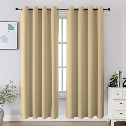 Miniatura 68 de CUCRAF Juego de 2 paneles de cortinas opacas negras de 54 pulgadas de largo, cortinas de oscurecimiento de habitación para sala de estar y