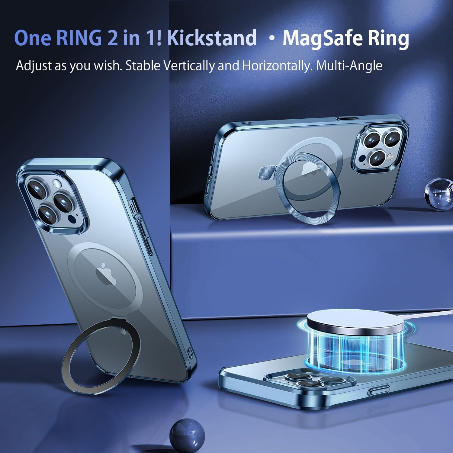 [CD Ring Compatible with MagSafe Invisible Stand]Magnetic for iPhone 13 Pro Max Case, [Electroplated Bumper Non-Yellowing][Look as Bare iPhone]Slim Clear Case with Holder for Women Men Girls - Image 2