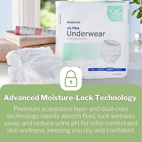 Vista 13 de MCK83733100, McKesson Ultra, ropa interior absorbente para adultos, elástico, tamaño extragrande, desechable, gran absorción