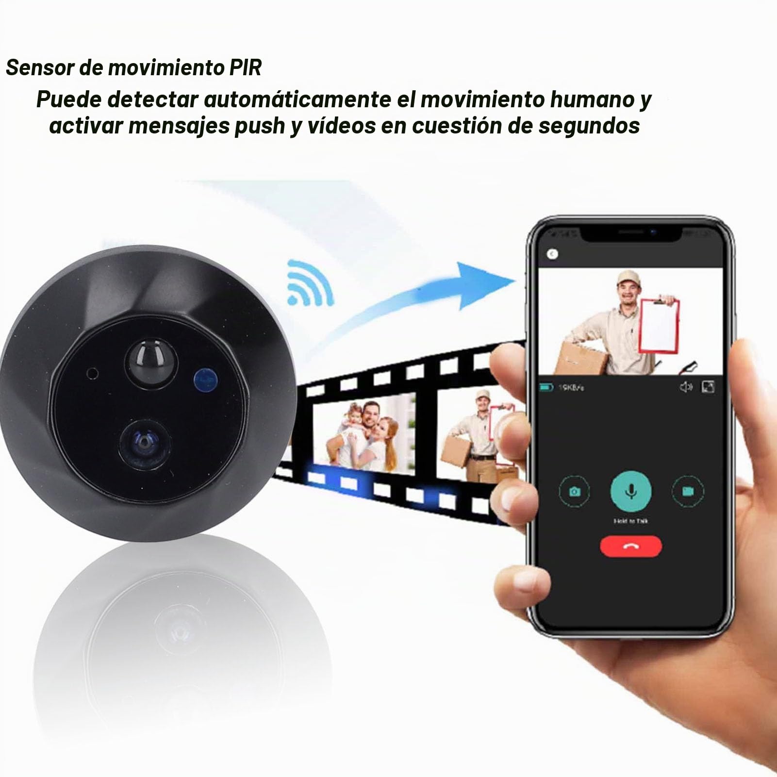 BuyWeek Mirilla Digital Puerta Wifi, HD 1080P Cámara de Mirilla Inalámbrica con Visión de 120 Grados Visor de Puerta Digital con Monitor a Color de 4,3 Pulgadas