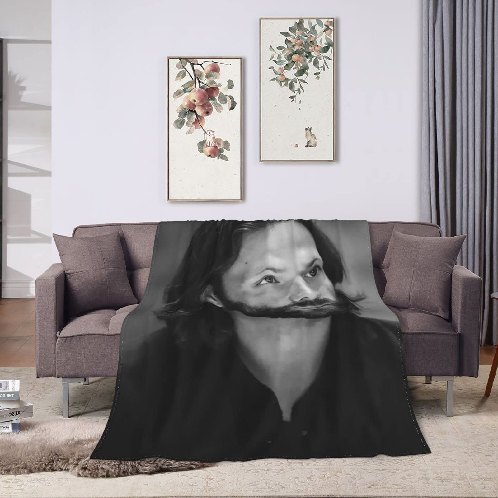 Jared Actor Padalecki koc, ultramiękki polar flanelowy lekki koc narzutowy ciepły klimatyzacyjny koc na kanapę sofę łóżko 202 x 152 cm, czarny, 127 x 102 cm