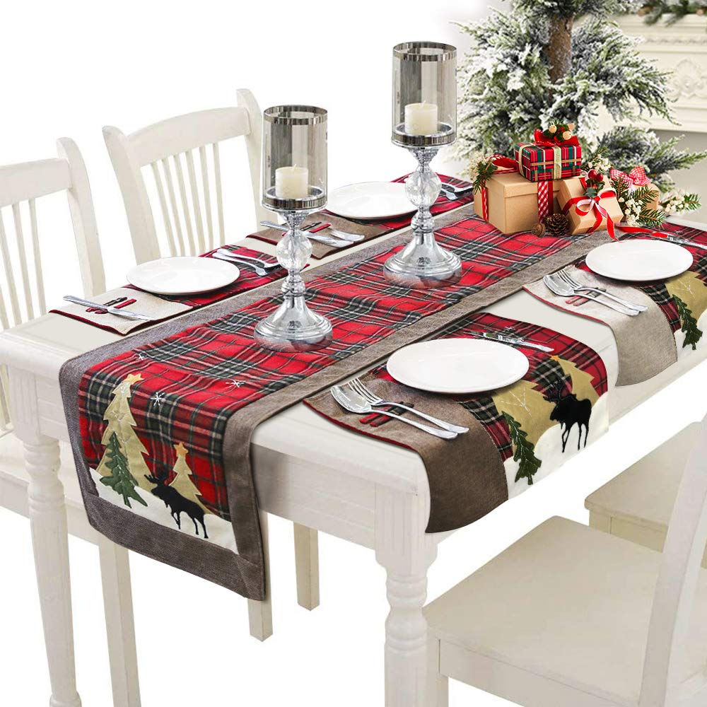 Buy Bligli Christmas Table Runner and Placemat Set, 4pcs Xmas Table
