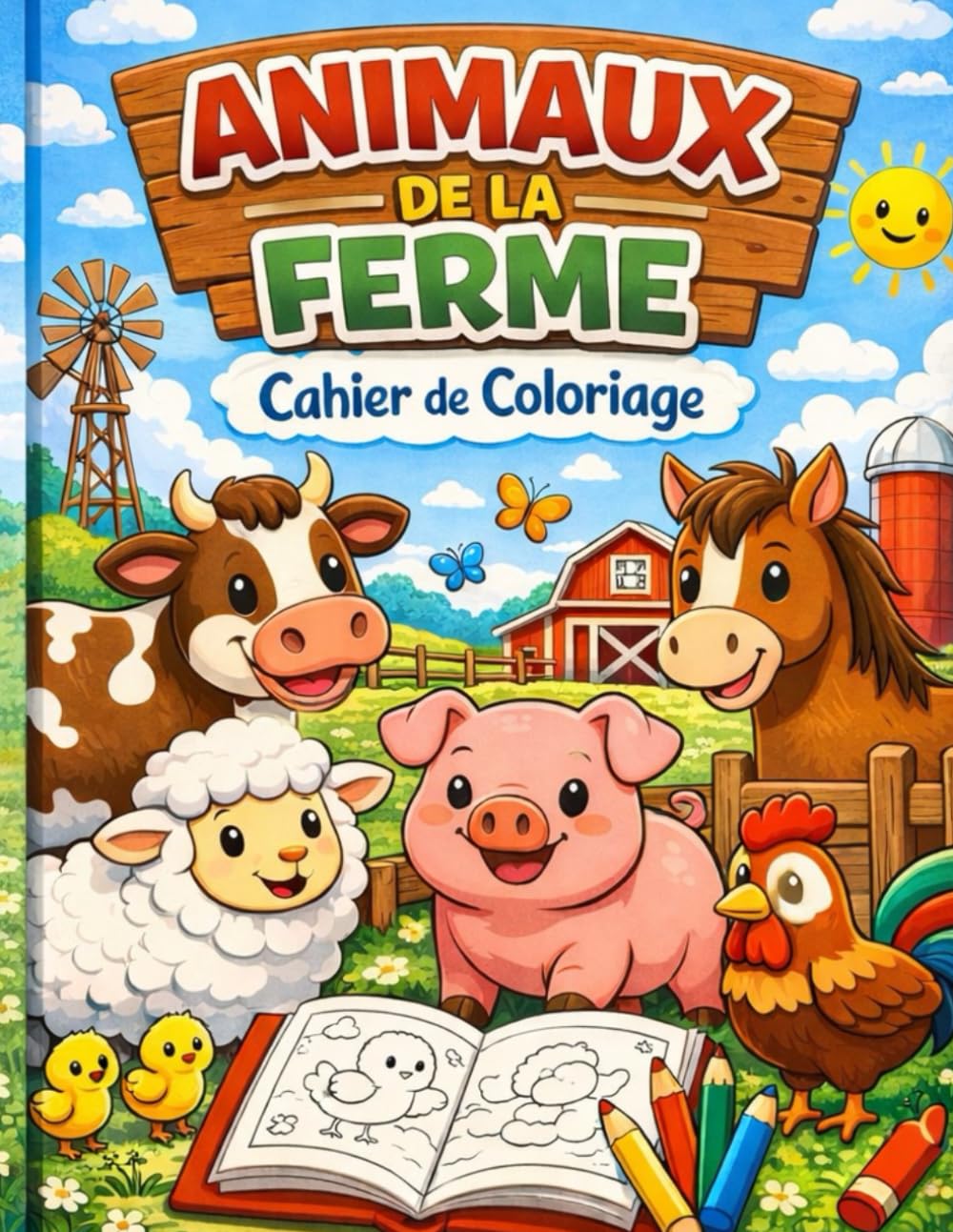 Cahier de coloriage: Les animaux de la ferme - spécial gaucher