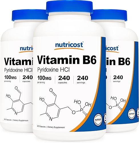 Miniatura 6 de Nutricost Vitamina B6 (Piridoxina HCl) 100 mg, 240 Cápsulas