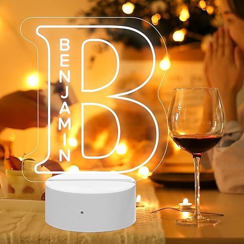 Miniatura 2 de VEELU Luz nocturna personalizada con nombre, lámpara de letras 3D personalizadas, luces de neón, lámpara de escritorio de 7 colores, regalo