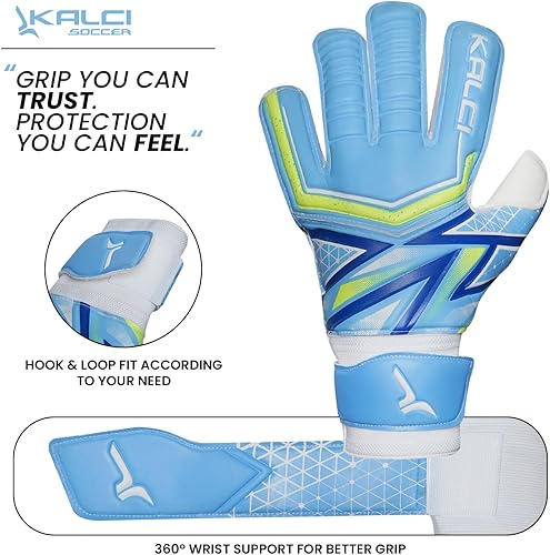 Miniatura 5 de Guantes de portero para jóvenes y adultos, guantes de portero para niños con protección para los dedos, guantes de fútbol gruesos de espuma de látex