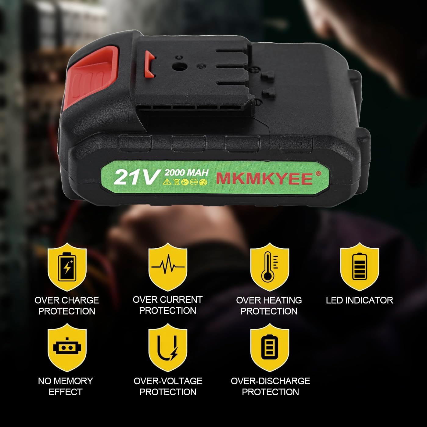21v III Battery, 2.0 Ah Battery with Electric Quantity Display and Charger Cord Compatible for Mini Chainsaw - Image 5